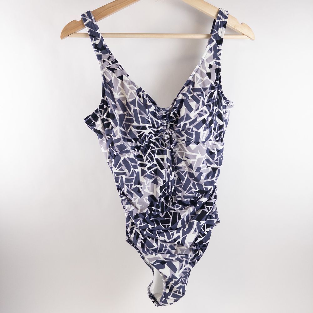 Magicsuit One Piece Swimsuit Women 12 Grey Geometric Ruched